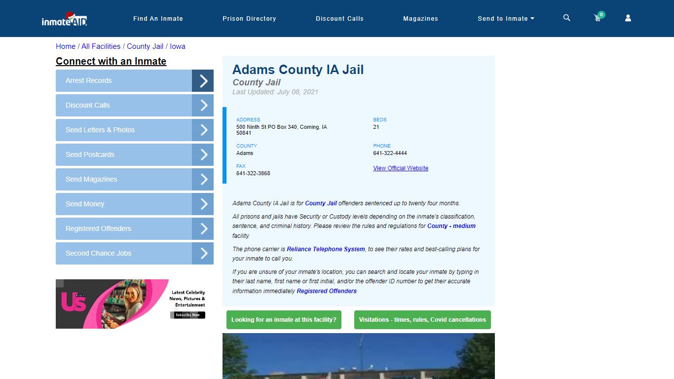 Adams County IA Jail - Inmate Locator - Corning, IA